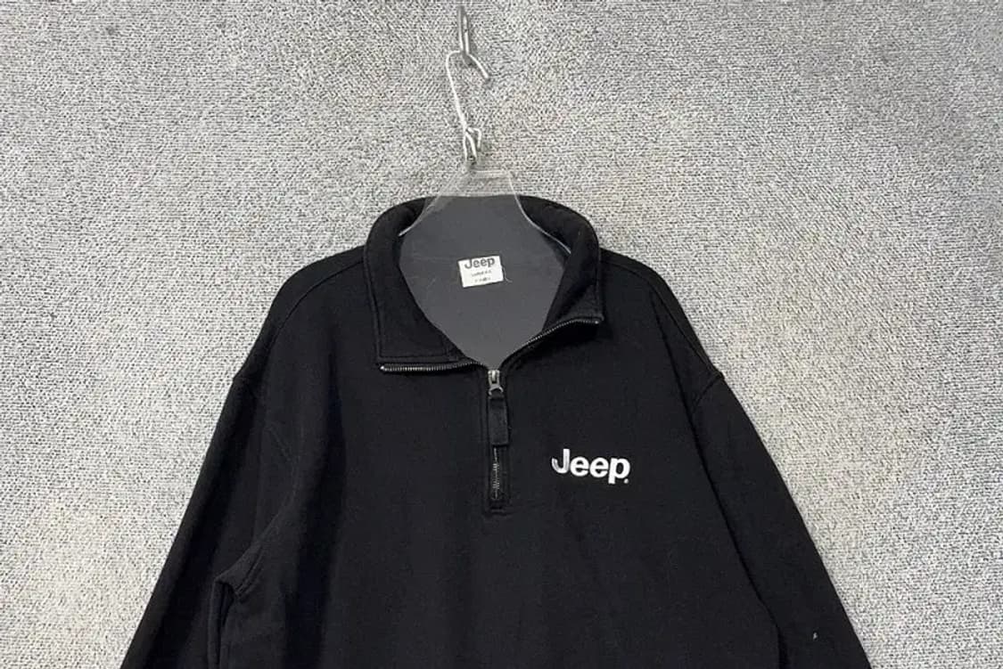 지프 블랙 루즈핏 로고 프린팅 반집업 맨투맨 L 상품이미지3