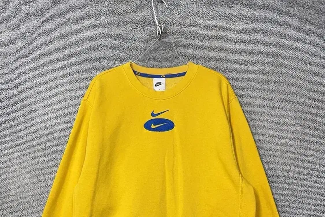 나이키 옐로우 센터 로고 맨투맨 M 상품이미지3