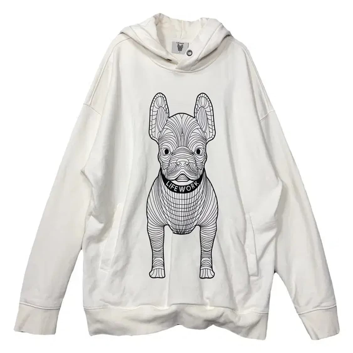 라이프워크 프린팅 크림 후드티 L 상품이미지1