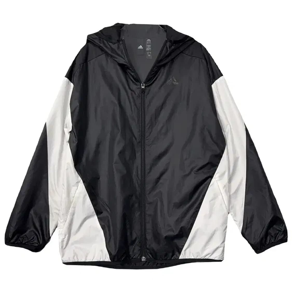 아디다스 블랙 화이트 투톤 오버 사이즈 바람막이 XS 상품이미지1