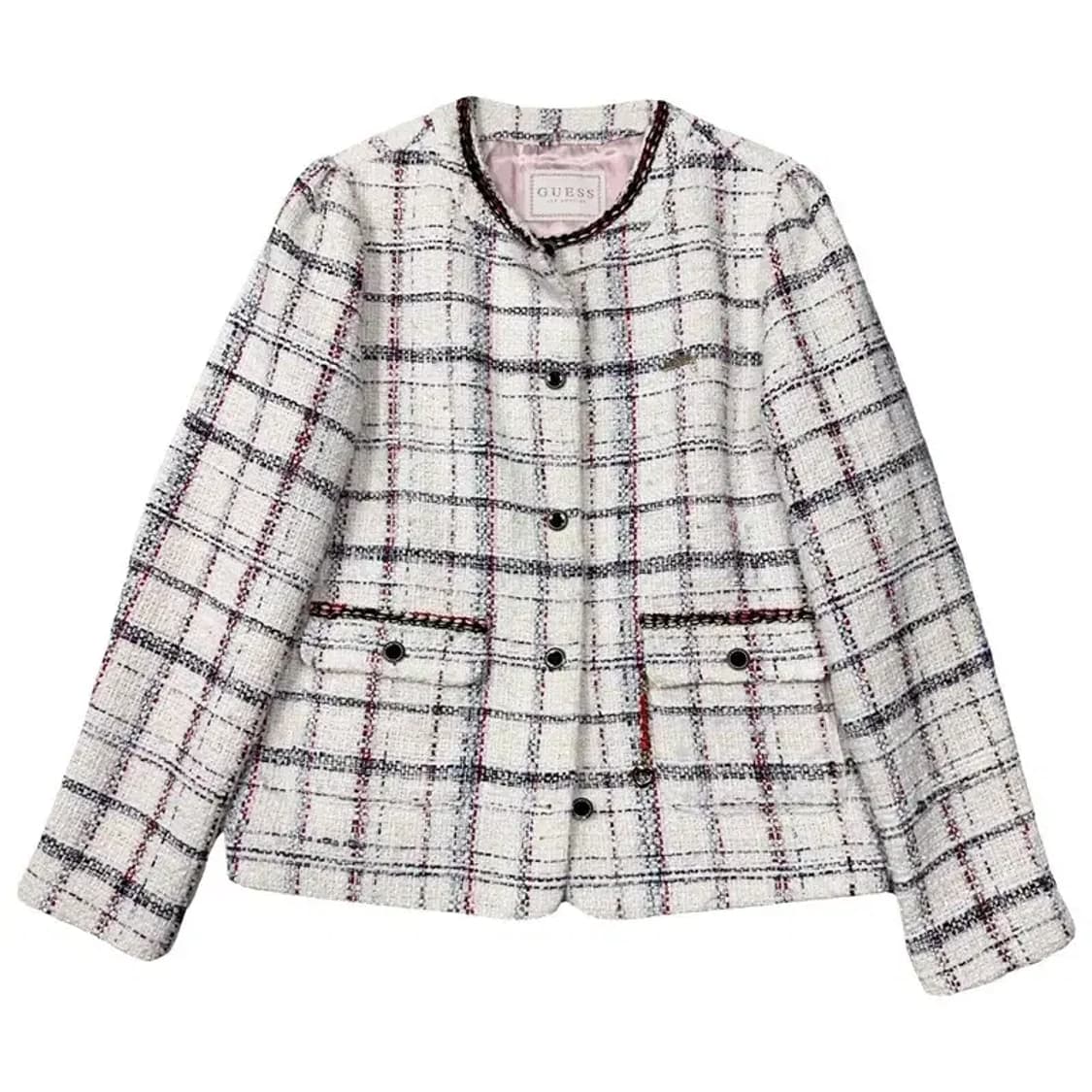 게스 체크 크림 트위드 자켓 75-155 상품이미지1