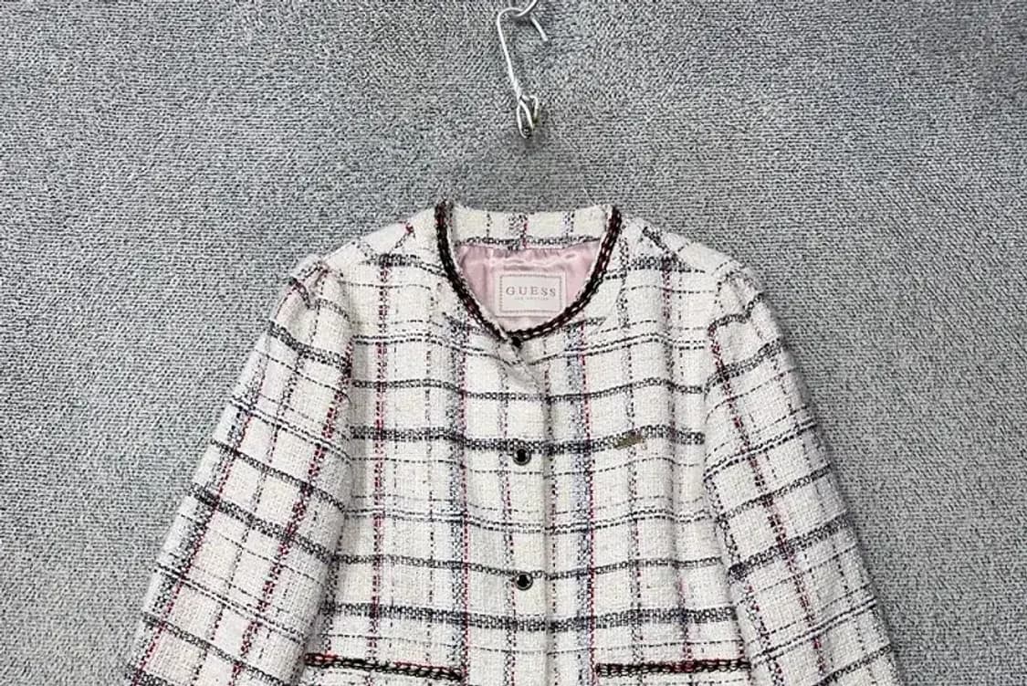 게스 체크 크림 트위드 자켓 75-155 상품이미지3