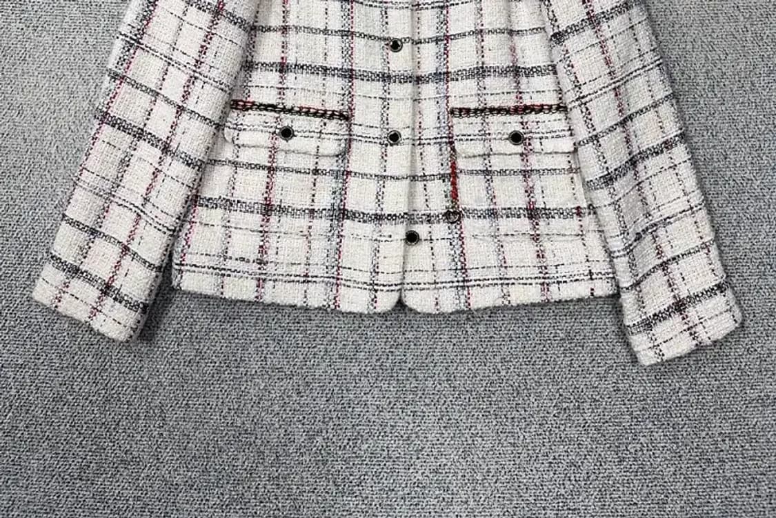 게스 체크 크림 트위드 자켓 75-155 상품이미지4