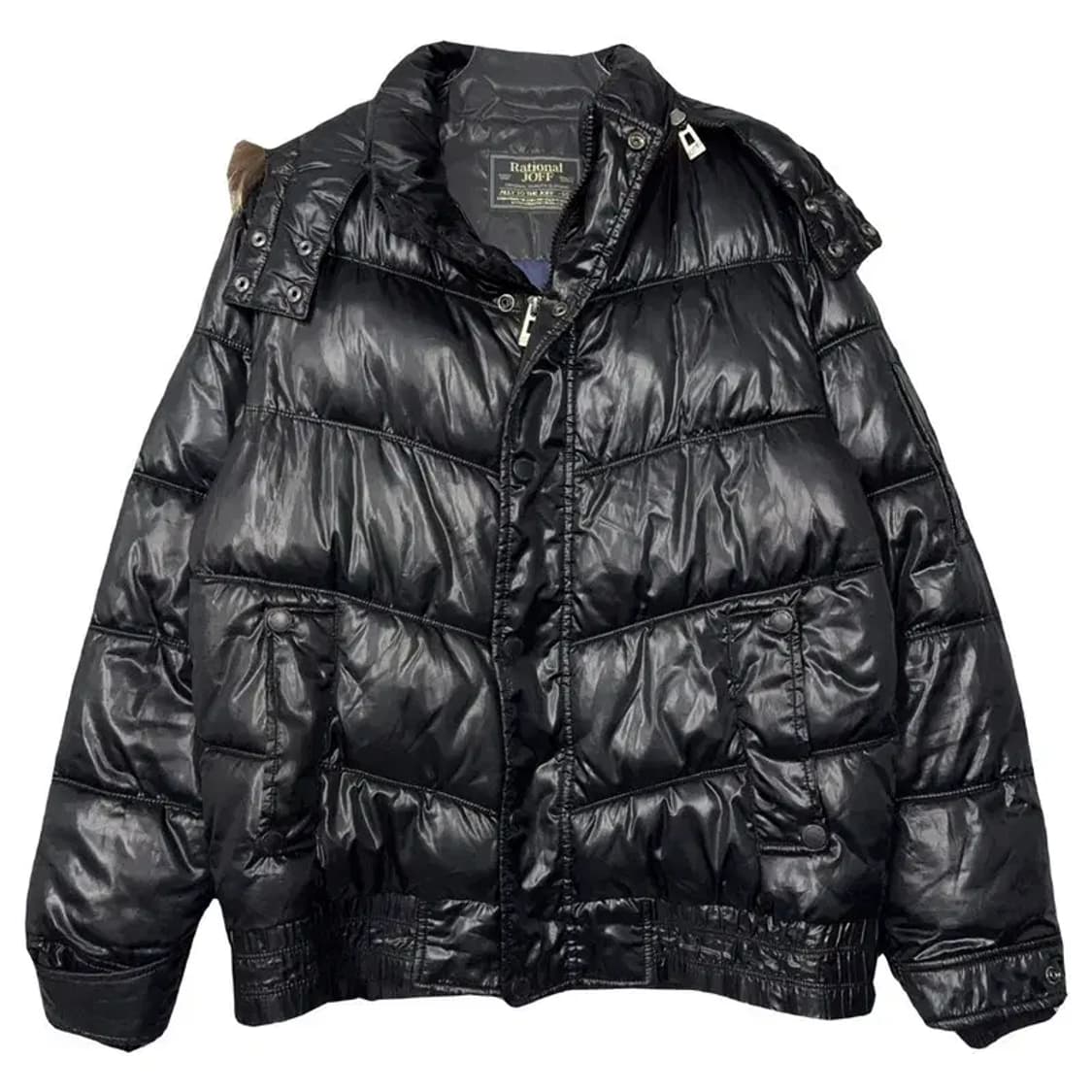 조프 블랙 유광 빈티지 폭스퍼 패딩 M 상품이미지1