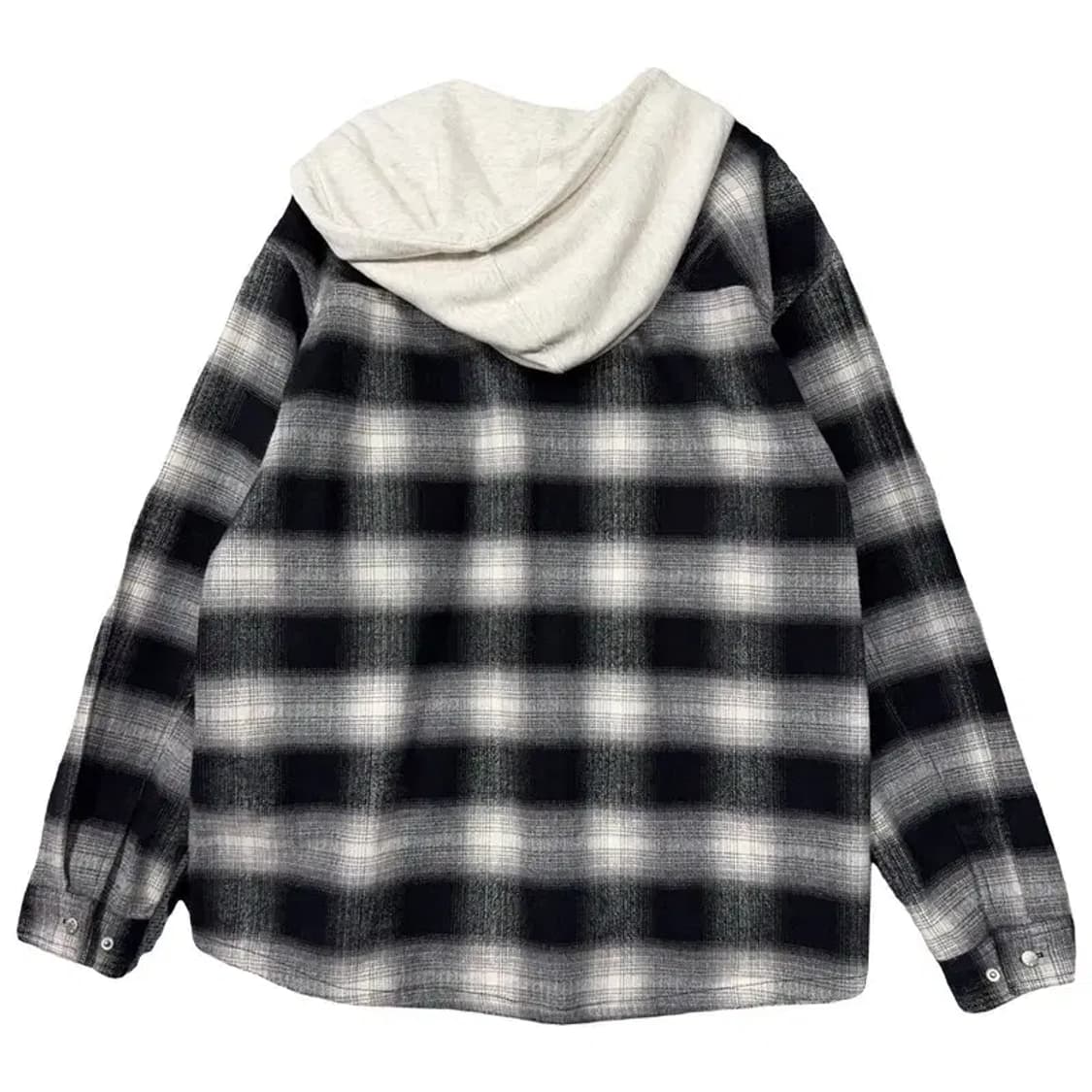 커버낫 체크 블랙 플란넬 버튼 후드 자켓 M 상품이미지2