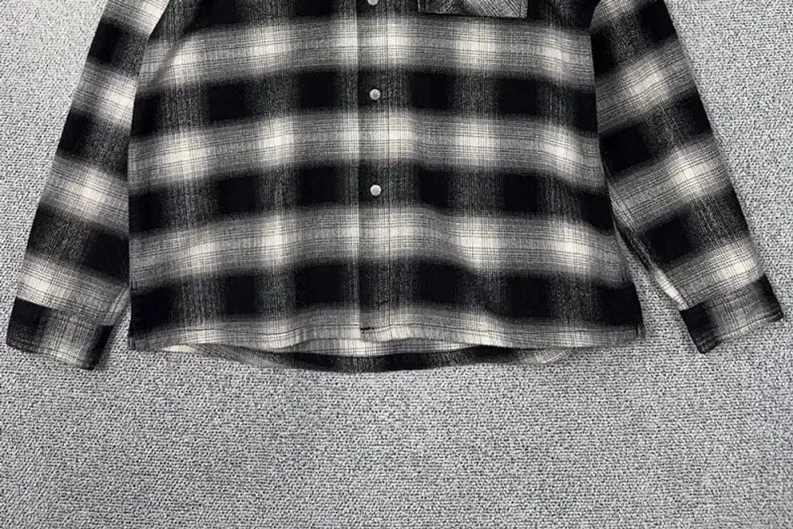 커버낫 체크 블랙 플란넬 버튼 후드 자켓 M 상품이미지4