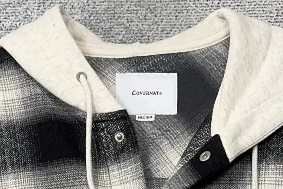 커버낫 체크 블랙 플란넬 버튼 후드 자켓 M 상품이미지5