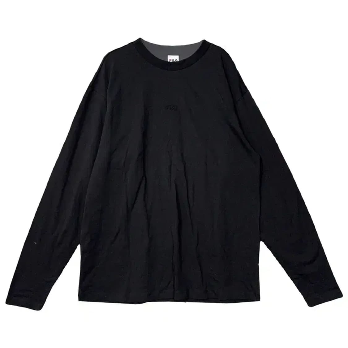 휠라 올블랙 센터 로고 긴팔티 LARGE 상품이미지1