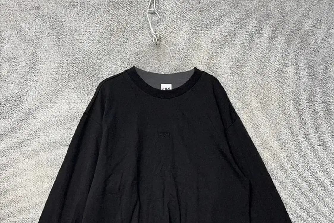 휠라 올블랙 센터 로고 긴팔티 LARGE 상품이미지3