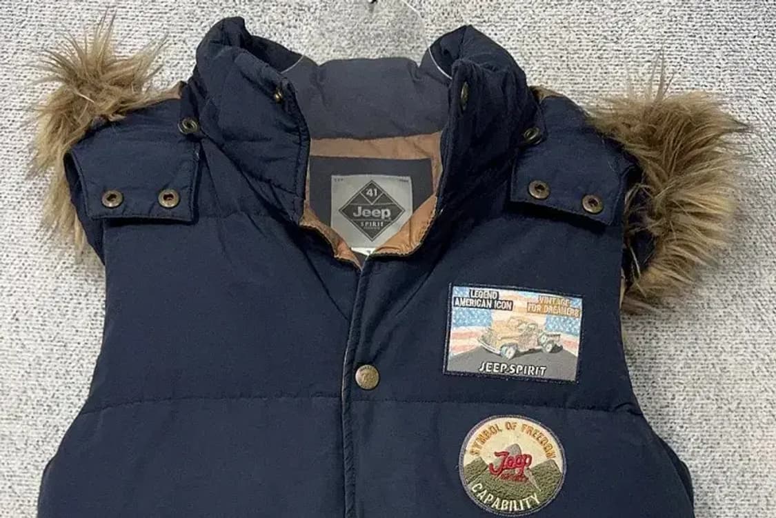 지프 네이비 후드퍼 패치 빈티지 패딩 조끼 M(95) 상품이미지3