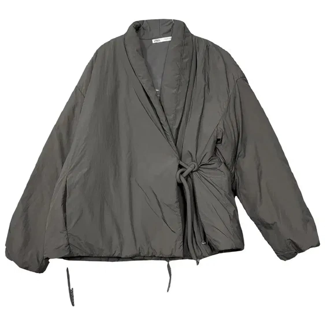 자라 그레이 끈 포인트 패딩 점퍼 M 상품이미지1