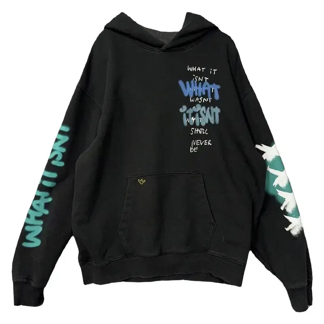 왓잇이즌 프린팅 빈티지 블랙 후드티 95(M) 상품이미지1