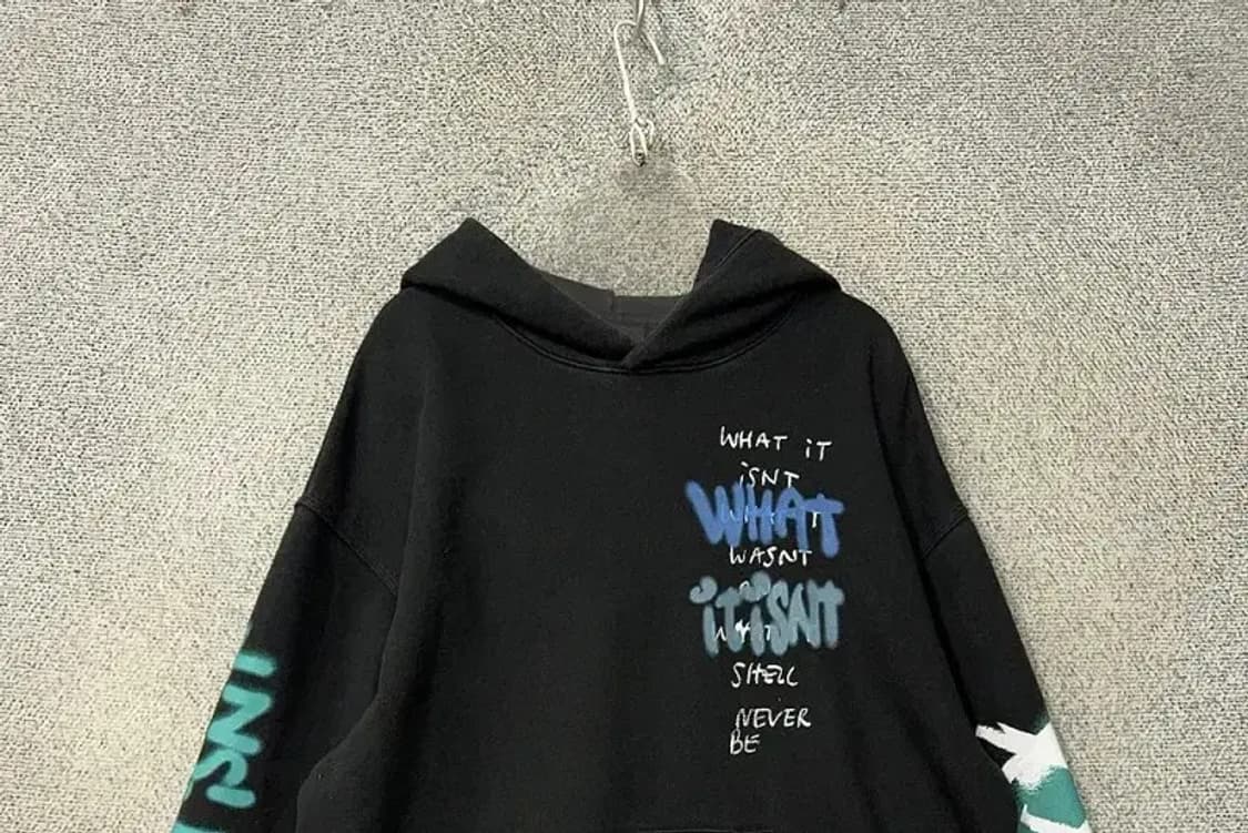 왓잇이즌 프린팅 빈티지 블랙 후드티 95(M) 상품이미지3