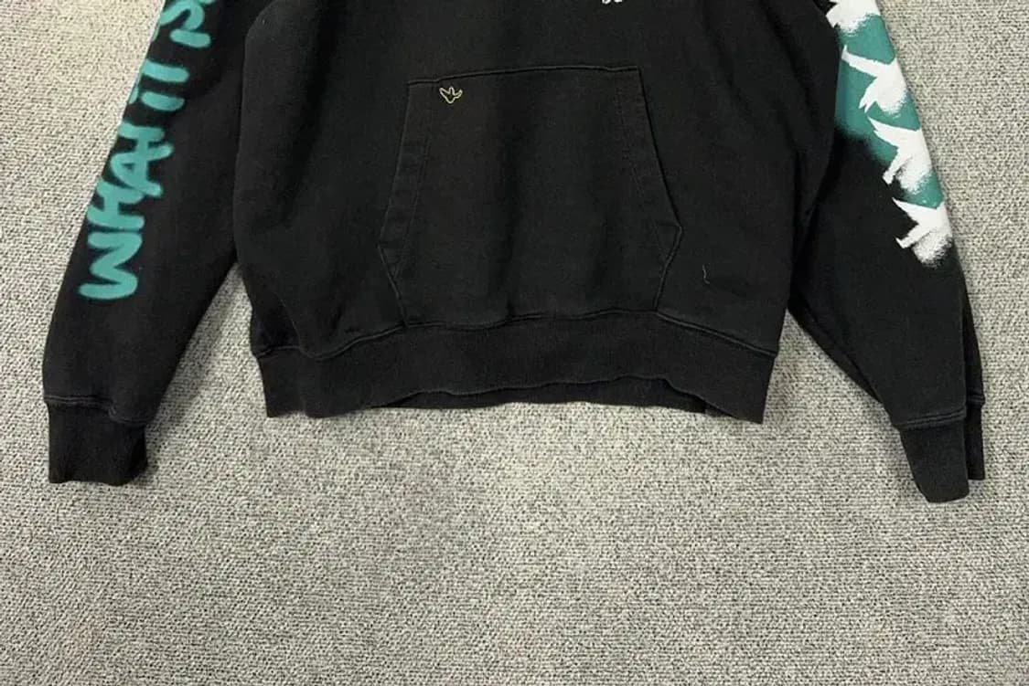 왓잇이즌 프린팅 빈티지 블랙 후드티 95(M) 상품이미지4