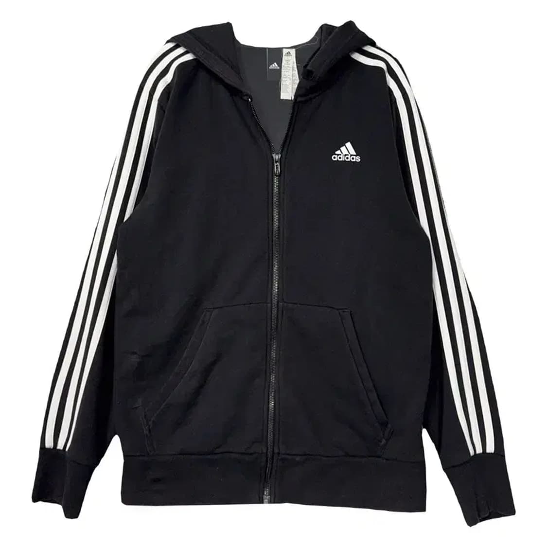 아디다스 블랙 로고 삼선 후드 집업 L 상품이미지1