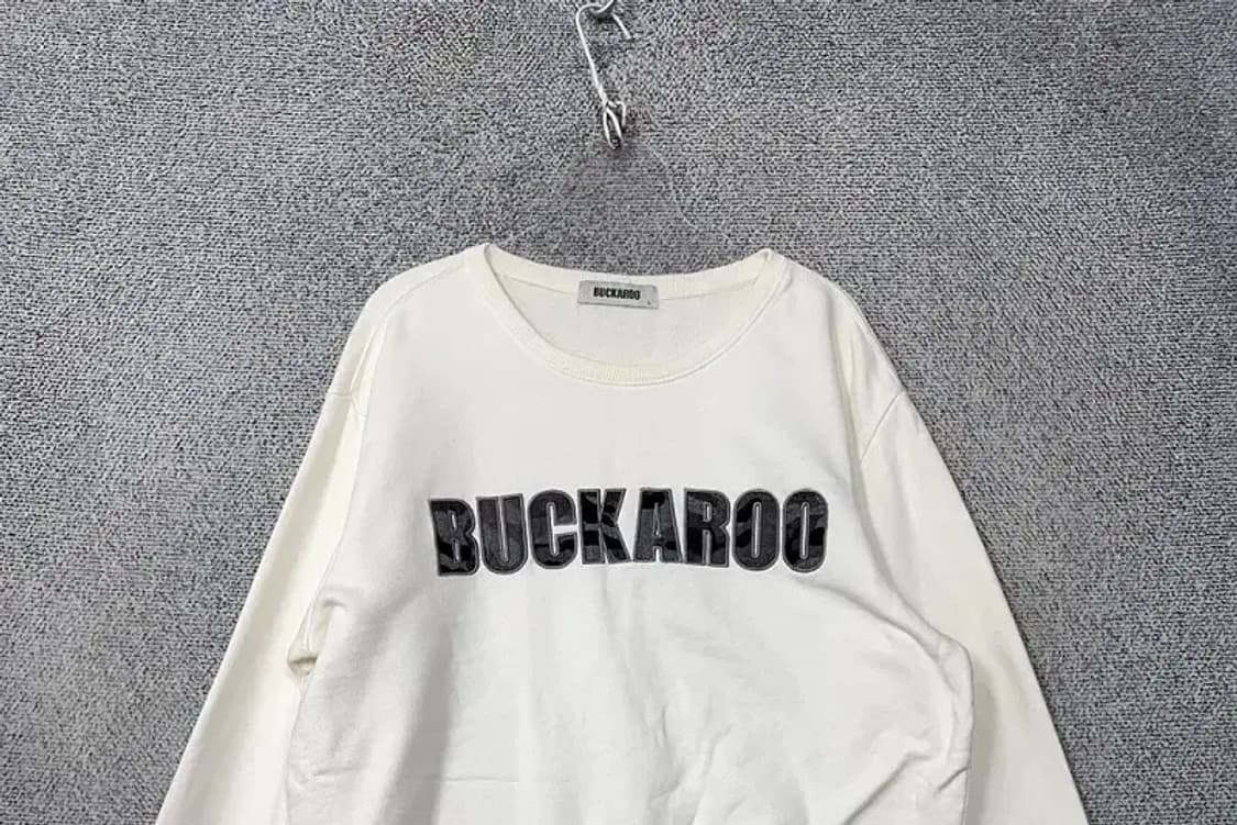 버커루 자수 로고 화이트 맨투맨 L 상품이미지3