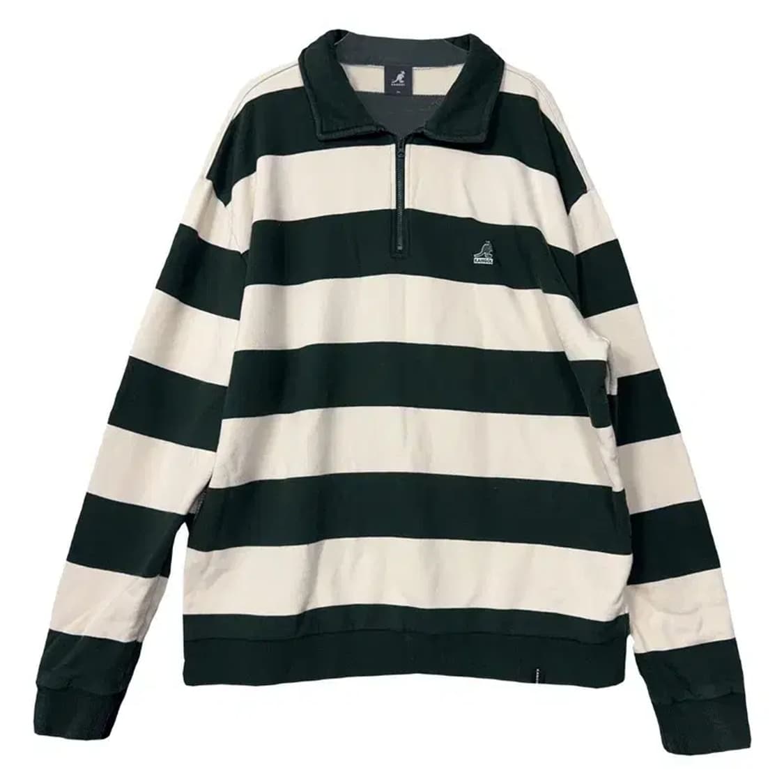 캉골 스트라이프 로고 반집업 맨투맨 XL 상품이미지1