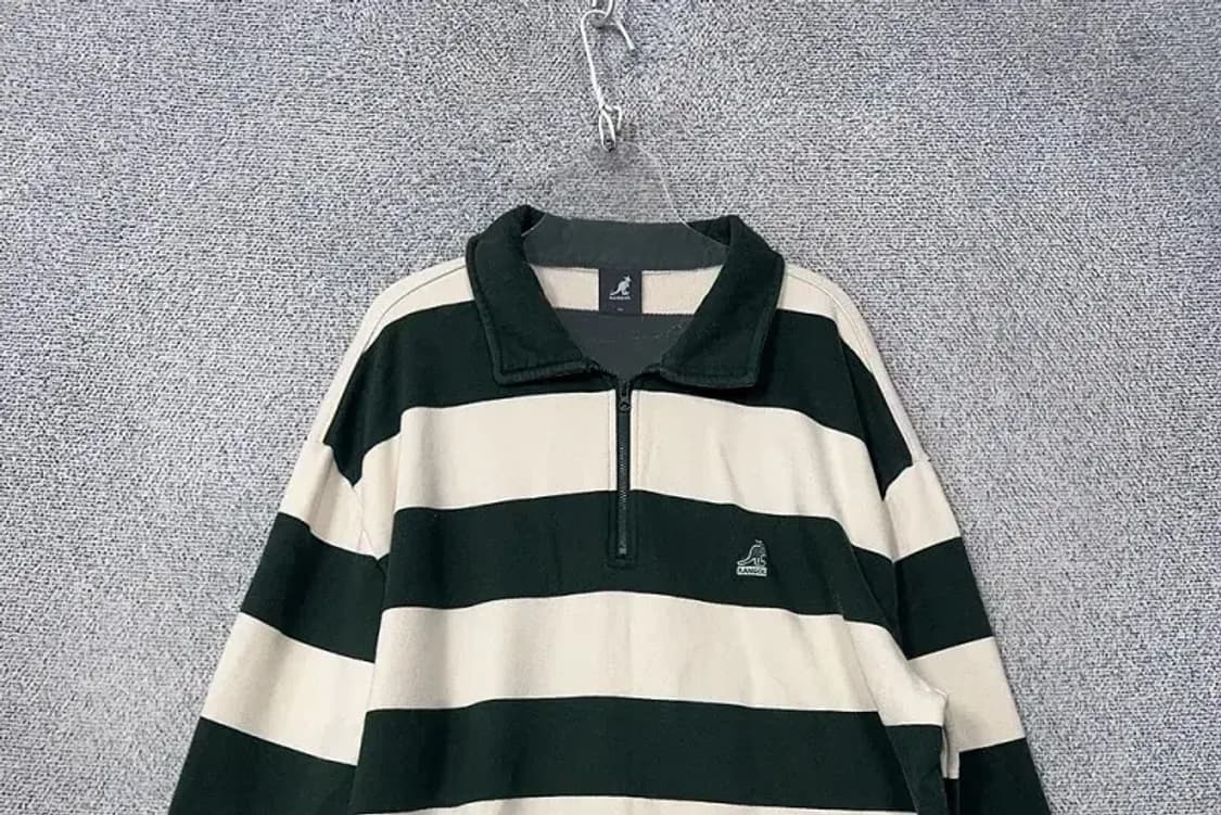 캉골 스트라이프 로고 반집업 맨투맨 XL 상품이미지3