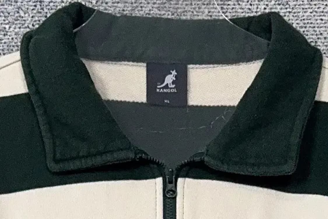 캉골 스트라이프 로고 반집업 맨투맨 XL 상품이미지5