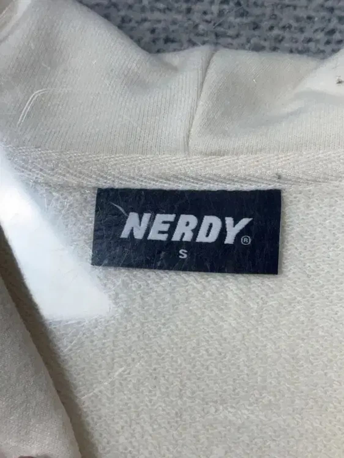 널디 크림 로고 삼선 오버핏 후드 집업 S 상품이미지3