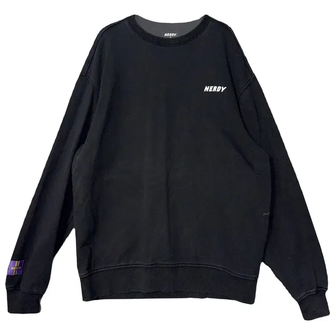 널디 블랙 로고 오버핏 맨투맨 M 상품이미지1