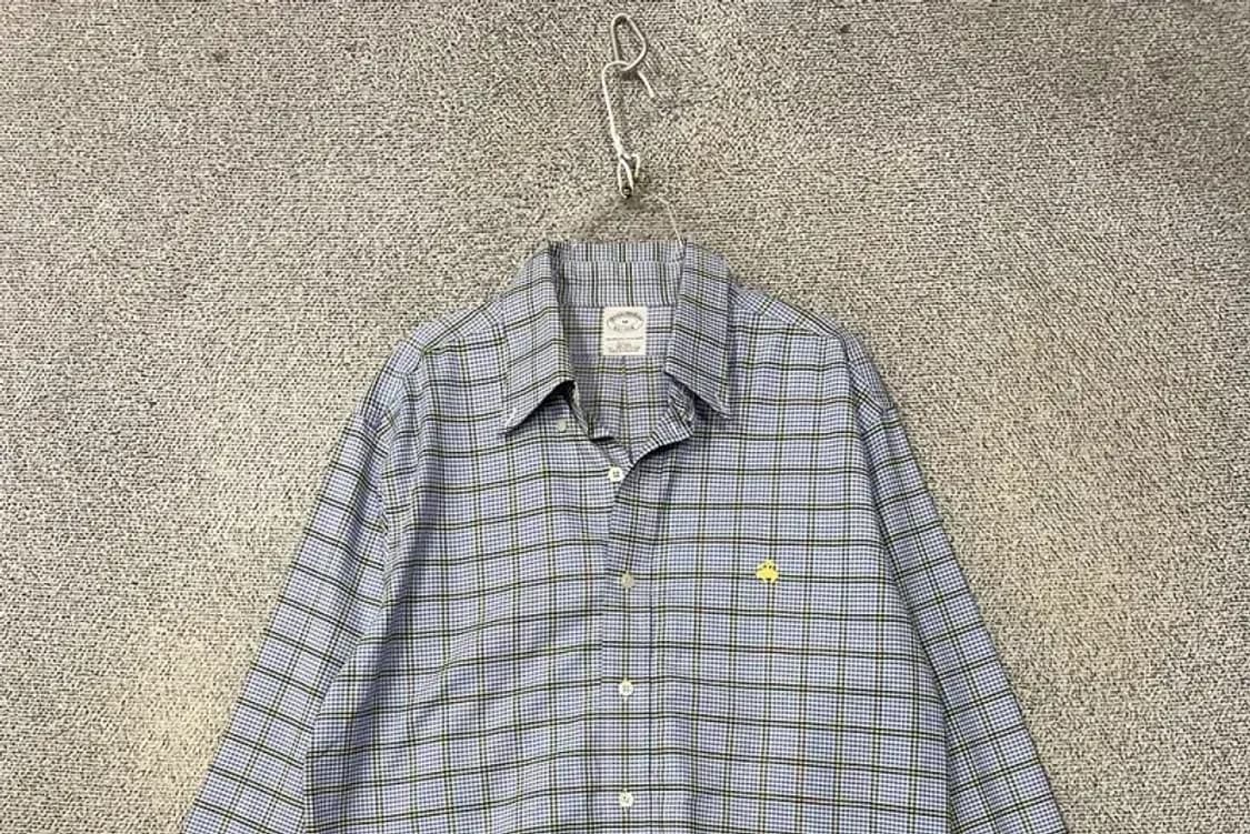 브룩스브라더스 체크 라이트 블루 셔츠 M 상품이미지3