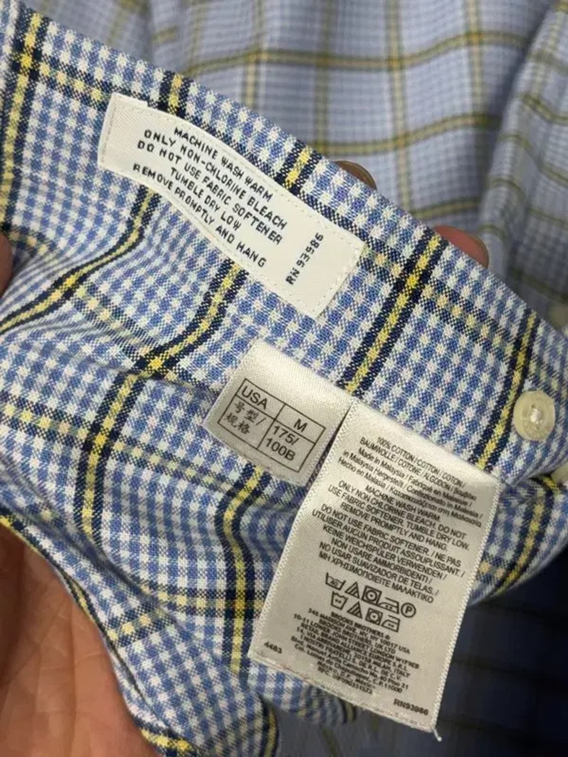 브룩스브라더스 체크 라이트 블루 셔츠 M 상품이미지6