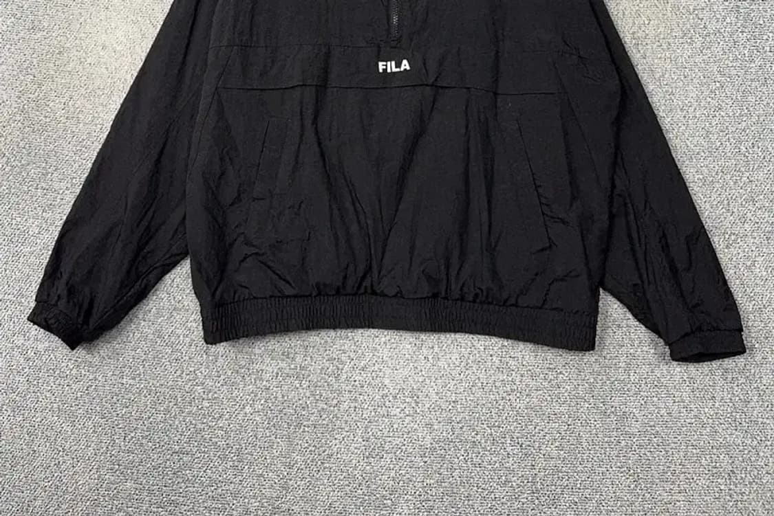 휠라 블랙 로고 반집업 바람막이 웜업 LARGE 상품이미지4