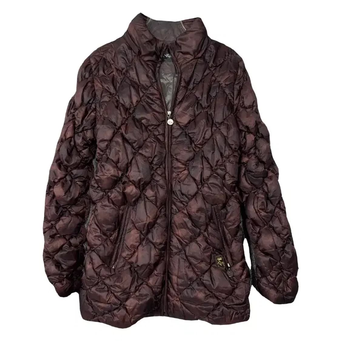 핑 브라운 큐브 퀄팅 경량 패딩 100 상품이미지1