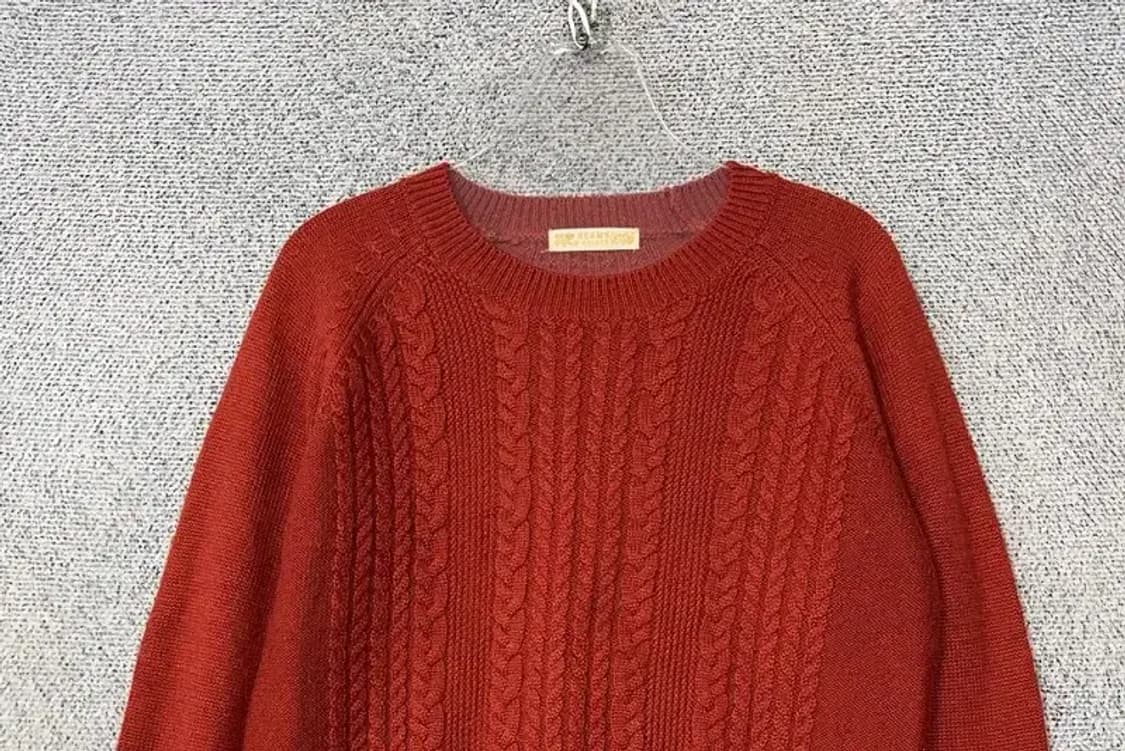 빔즈 레드 꽈배기 울 니트 M 상품이미지3