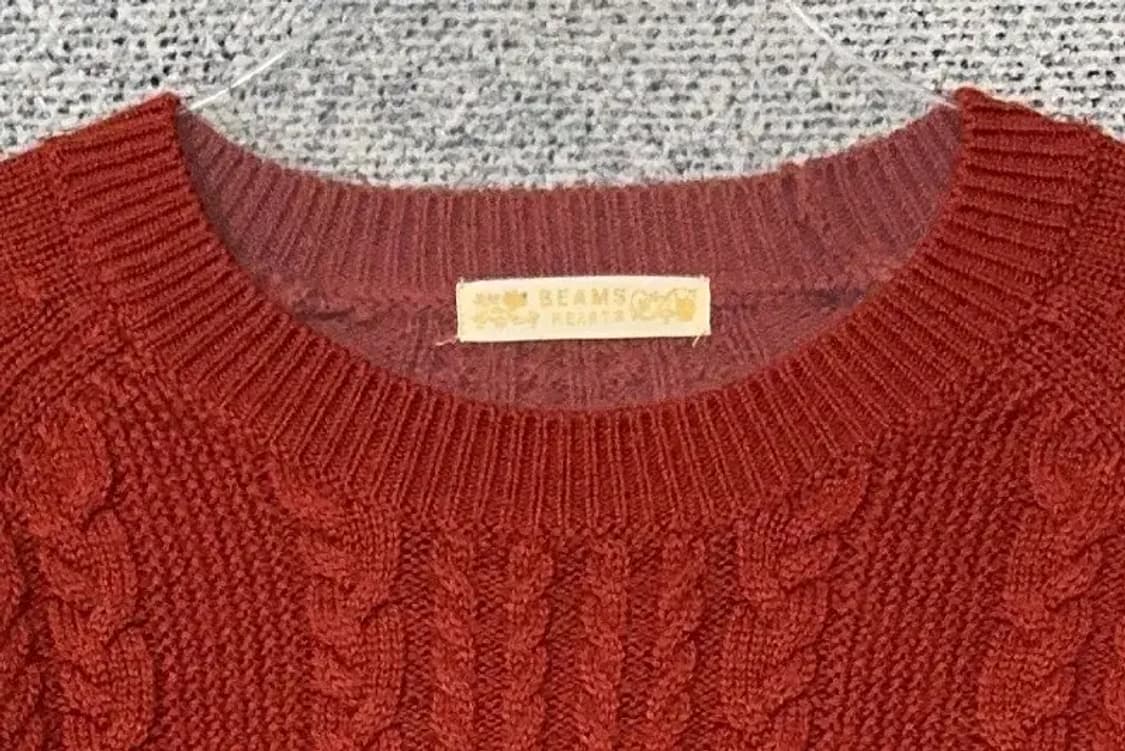 빔즈 레드 꽈배기 울 니트 M 상품이미지5