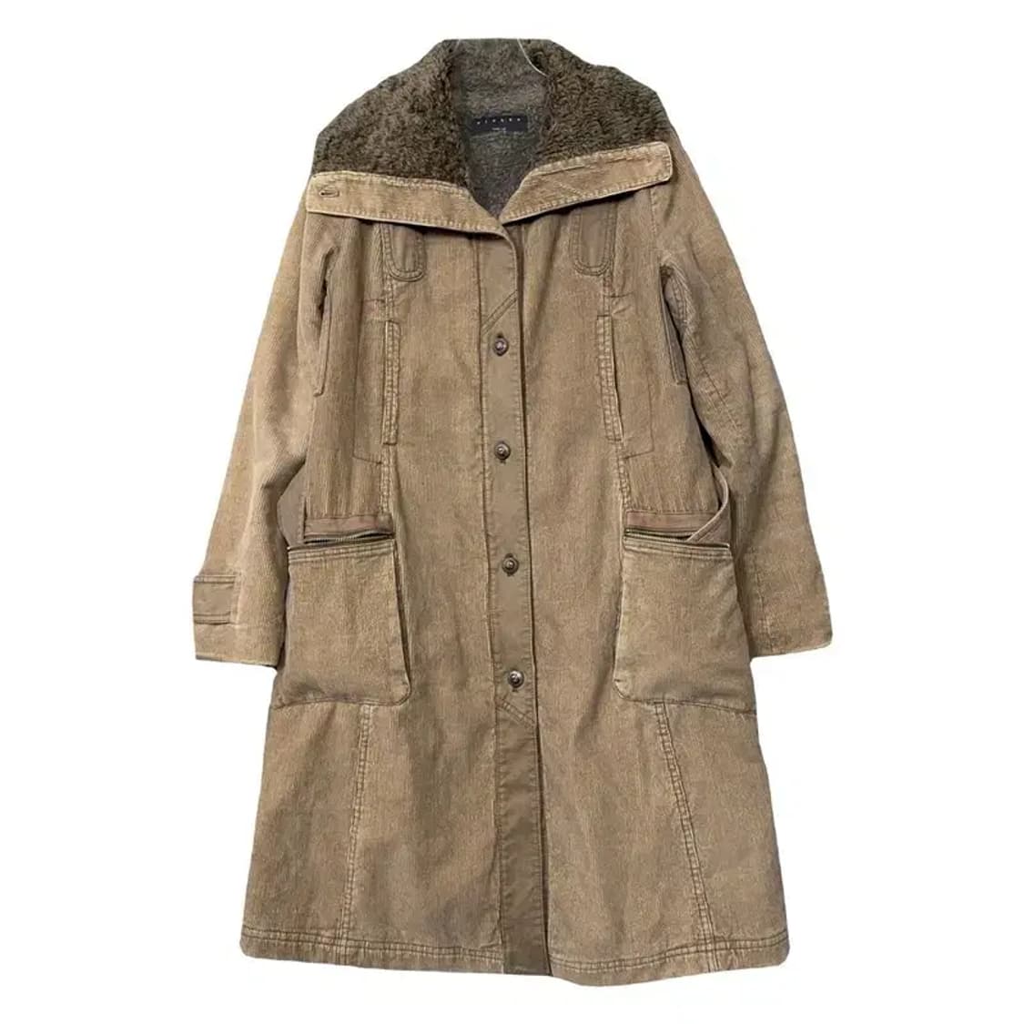 시슬리 베이지 버튼 코듀로이 코트 85-94-165 상품이미지1