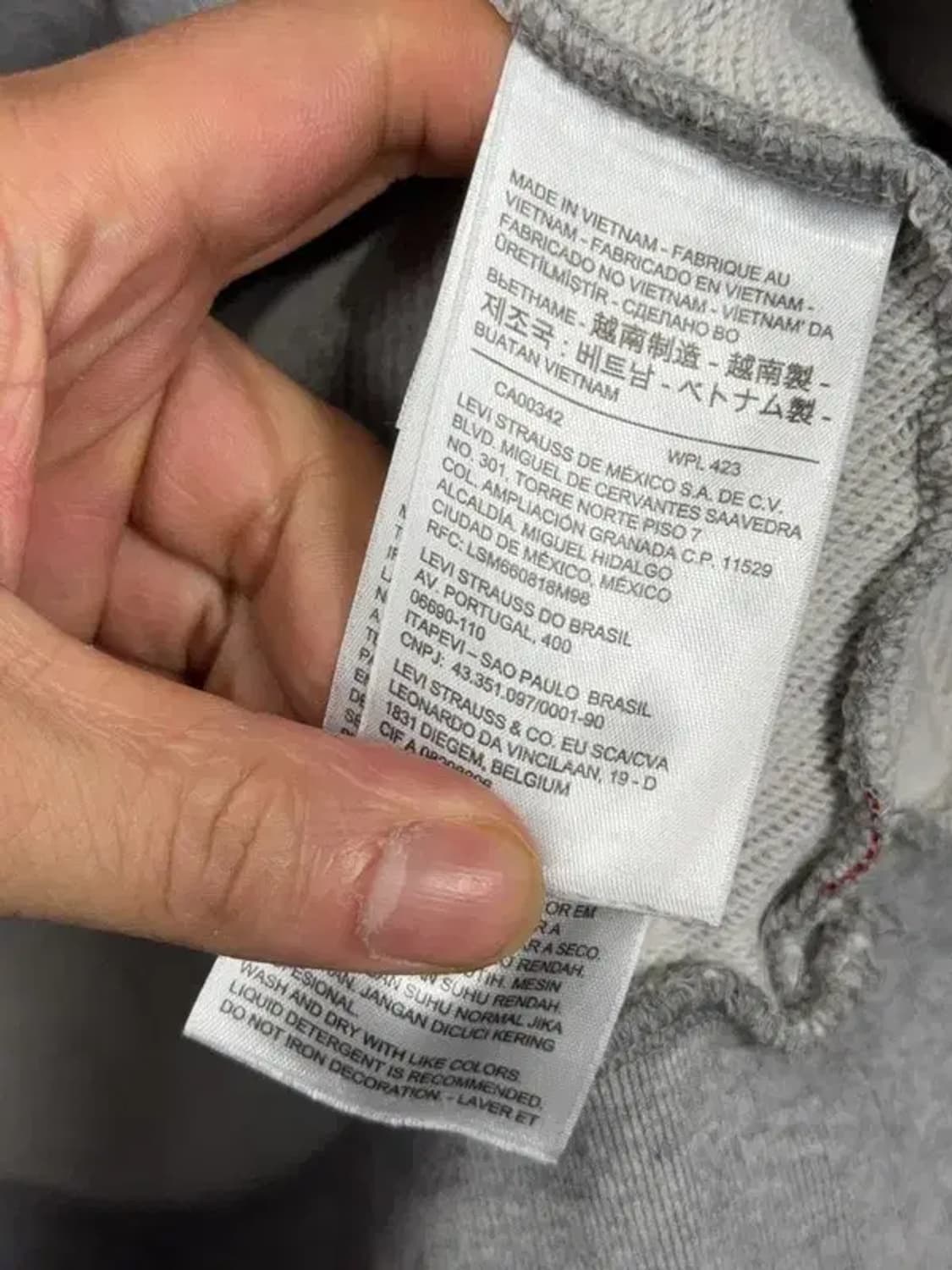 리바이스 프린팅 라이트 그레이 후드티 M 상품이미지7