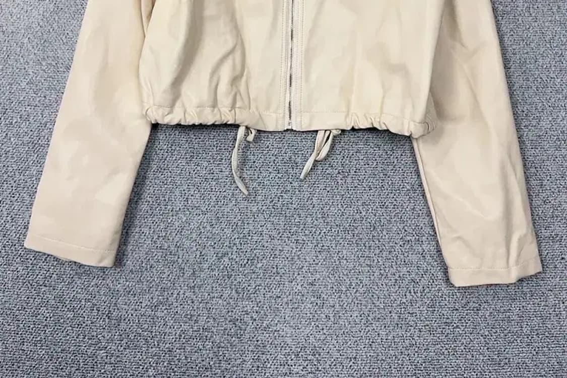 크림 베이지 여성 레자 집업 자켓 L 상품이미지4