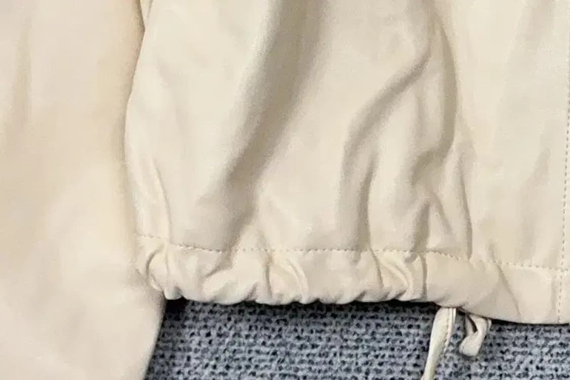 크림 베이지 여성 레자 집업 자켓 L 상품이미지6