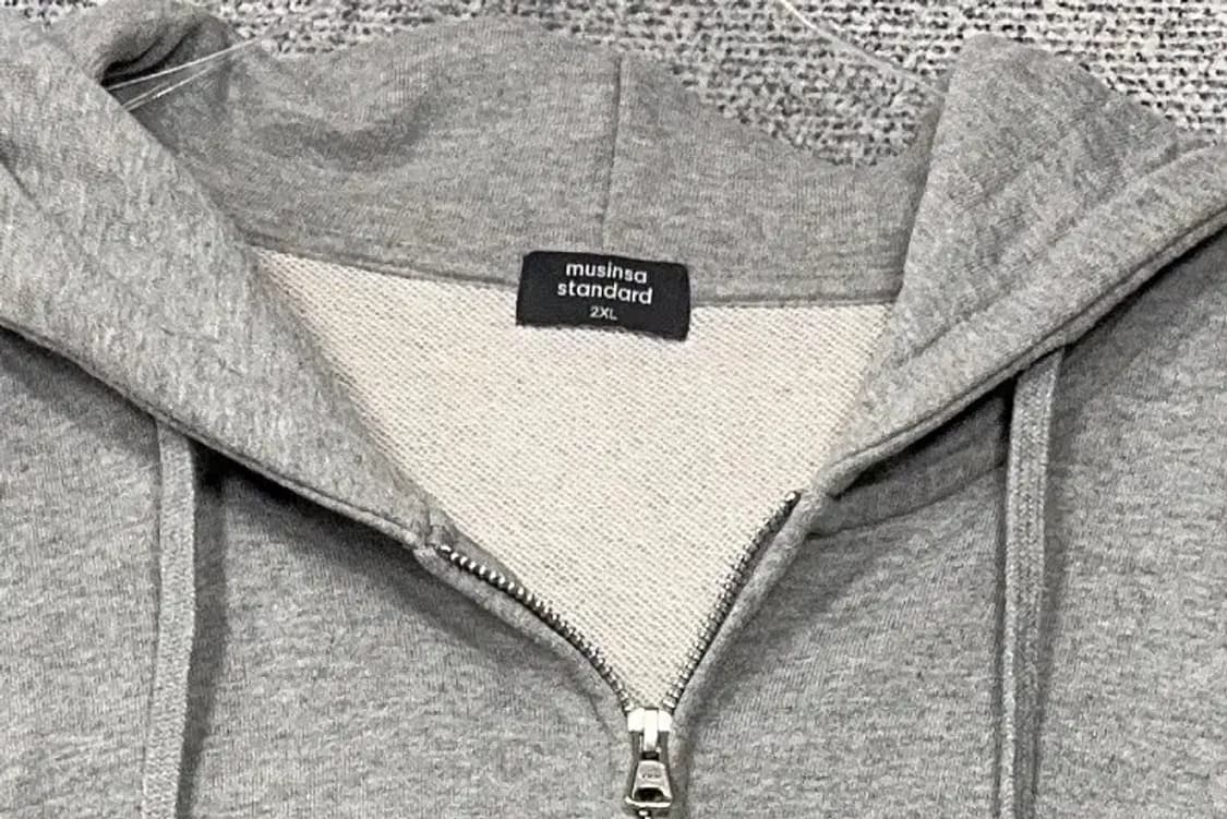 무신사스탠다드 라이트 그레이 오버핏 후드 집업 2XL 상품이미지5