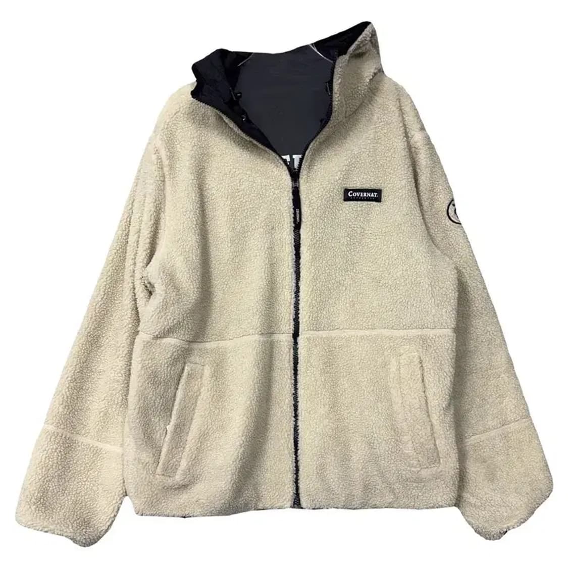 커버낫 양면 베이지 블랙 후리스 점퍼 95(M) 상품이미지1