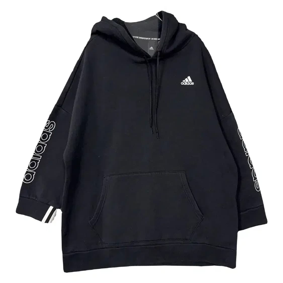 아디다스 블랙 로고 오버 사이즈 후드티 S 상품이미지1
