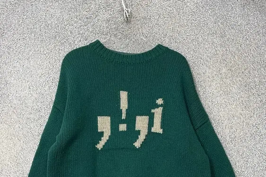 5252 OIOI 프린팅 그린 로고 울 니트 M 상품이미지3