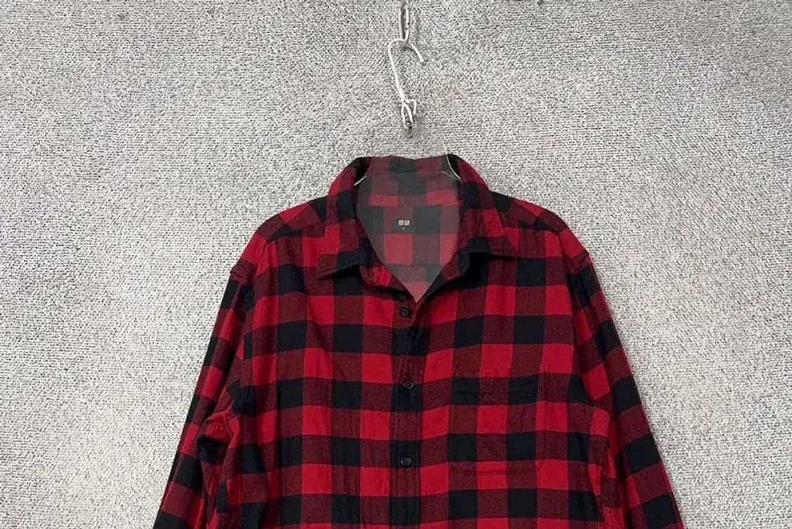 유니클로 체크 레드 플란넬 셔츠 XL 상품이미지3