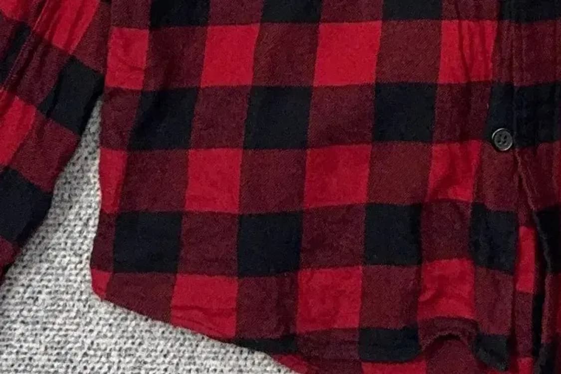 유니클로 체크 레드 플란넬 셔츠 XL 상품이미지5