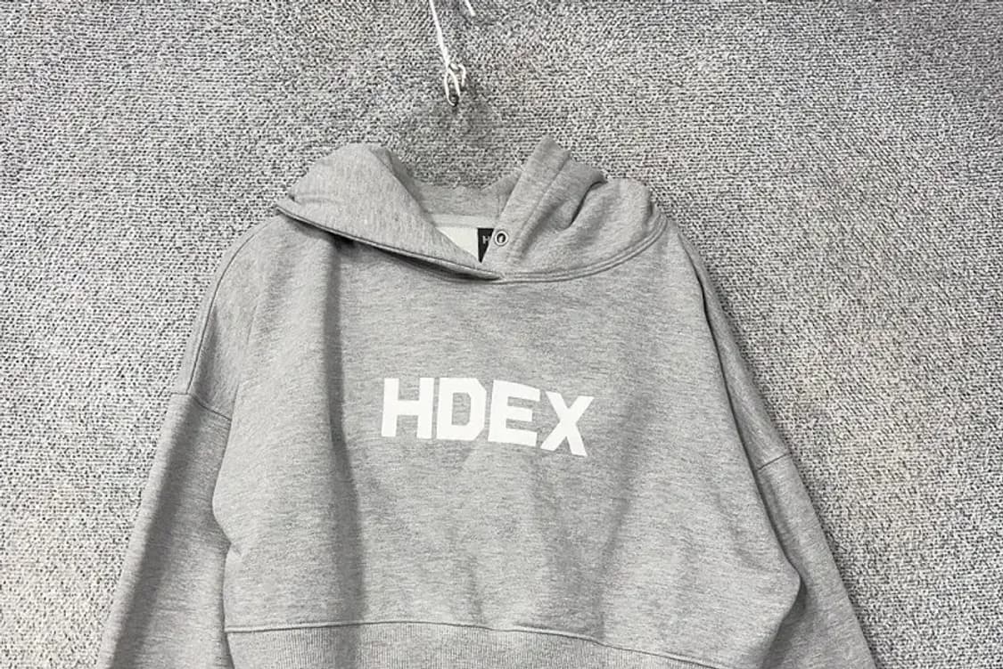 하덱스 프린팅 라이트 그레이 크롭 후드티 M 상품이미지3