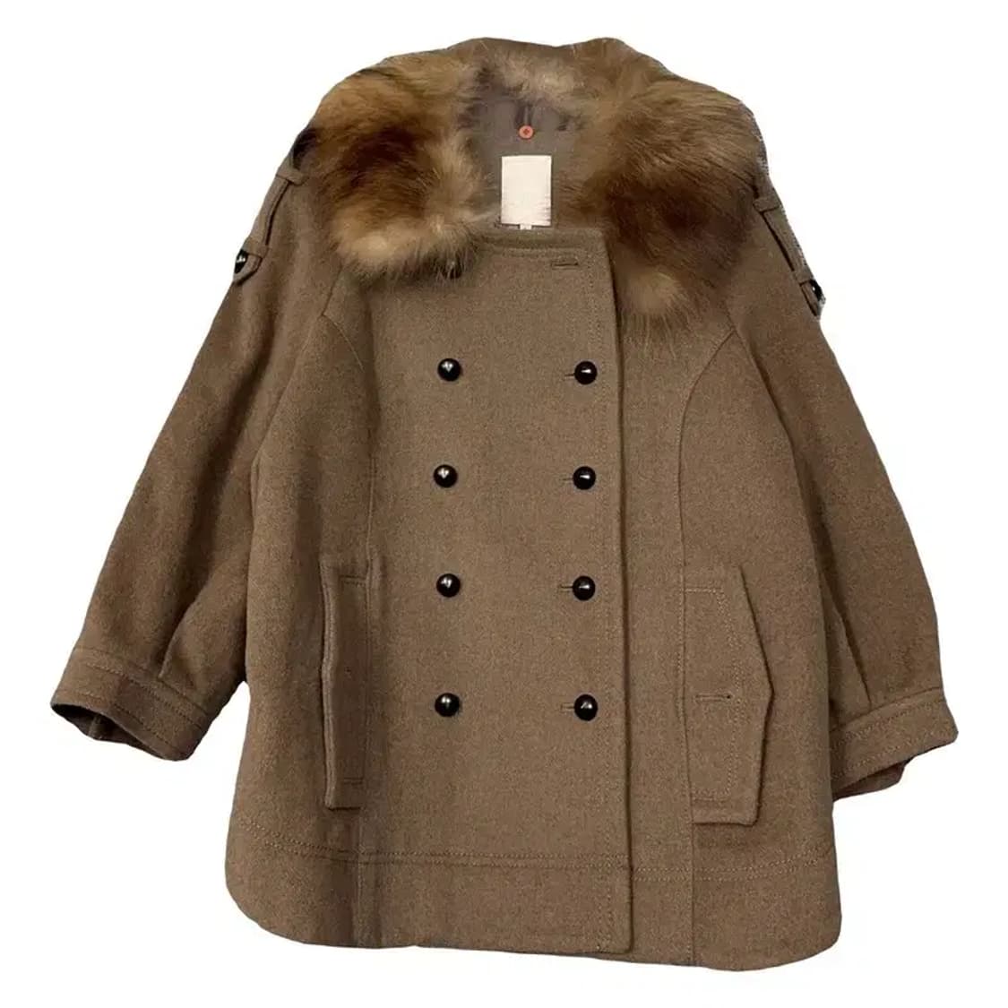 오즈세컨 베이지 폭스 퍼 울 코트 55 상품이미지1