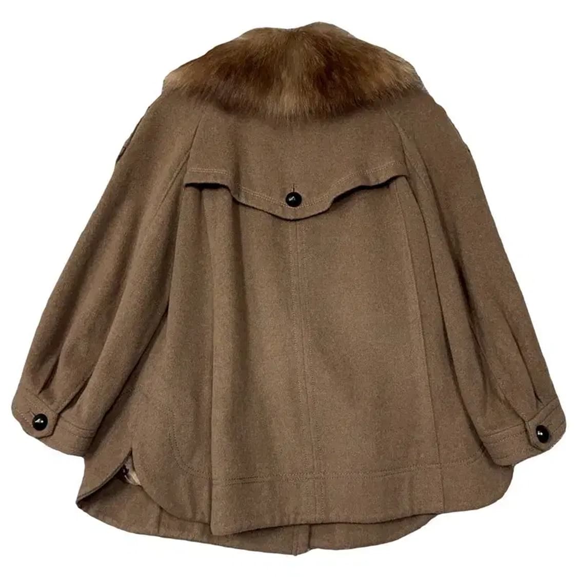 오즈세컨 베이지 폭스 퍼 울 코트 55 상품이미지2