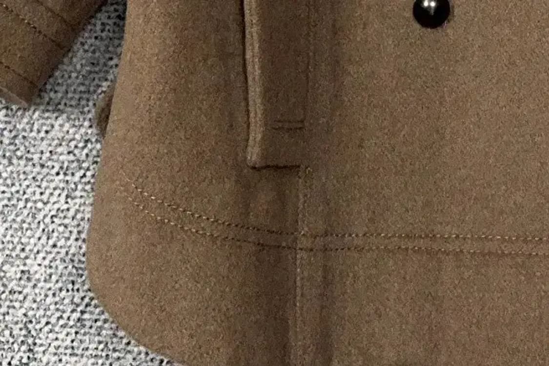 오즈세컨 베이지 폭스 퍼 울 코트 55 상품이미지5