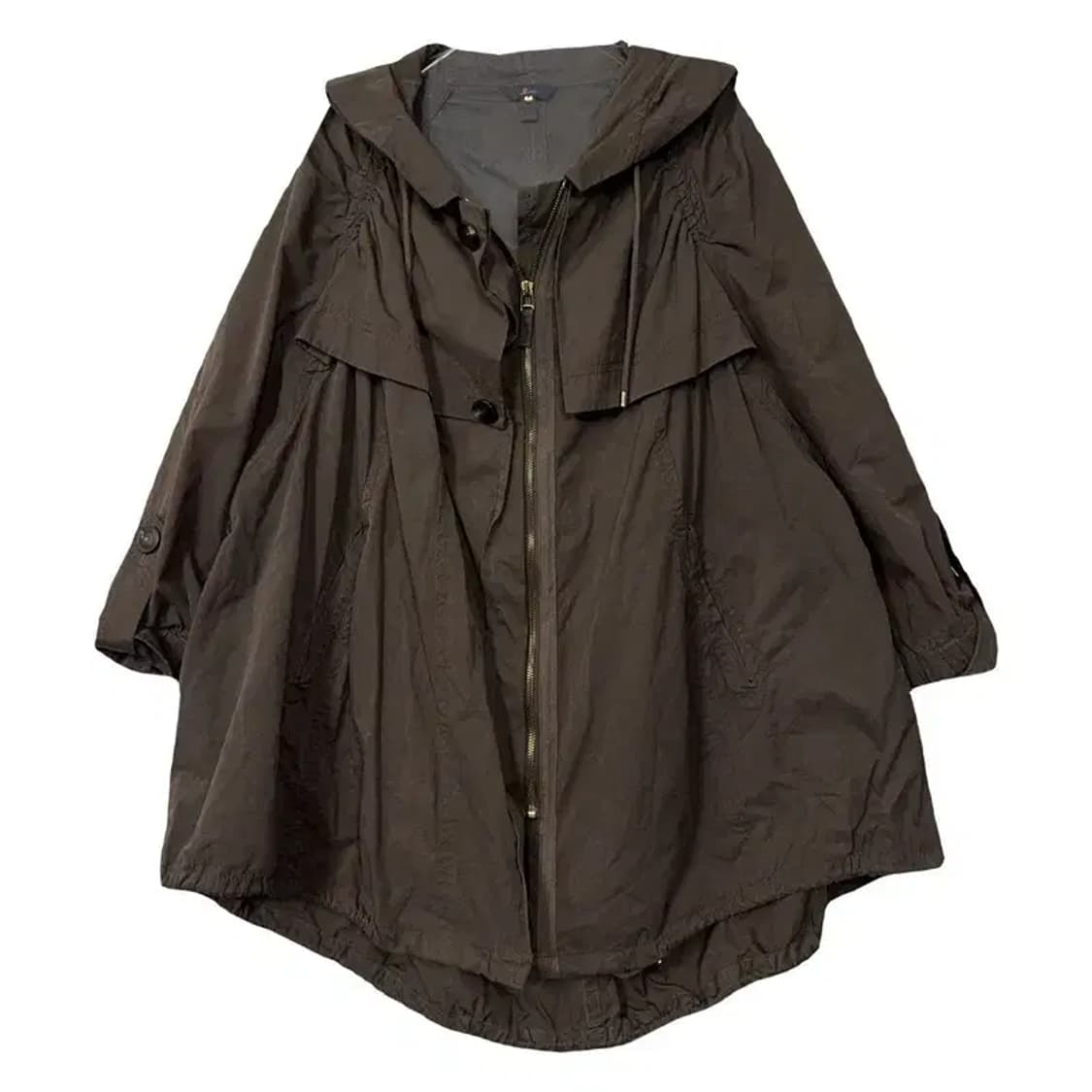 지고트 브라운 빈티지 나일론 후드 코트 FREE 상품이미지1
