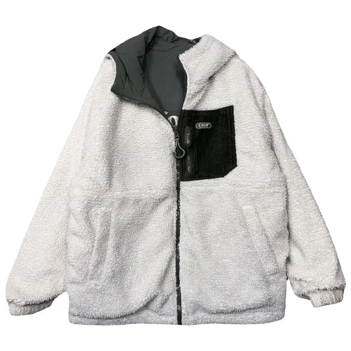 후아유 양면 그린 화이트 뽀글이 점퍼 Small 상품이미지1