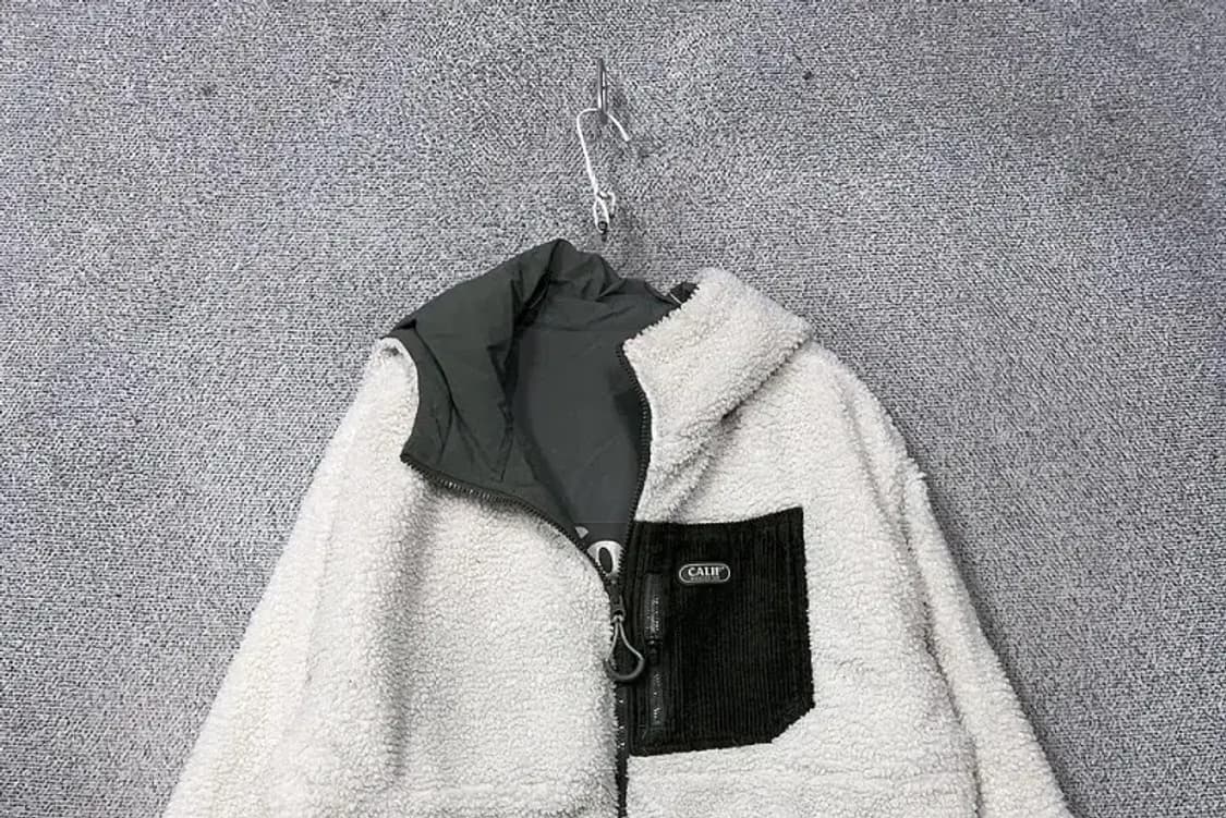 후아유 양면 그린 화이트 뽀글이 점퍼 Small 상품이미지5