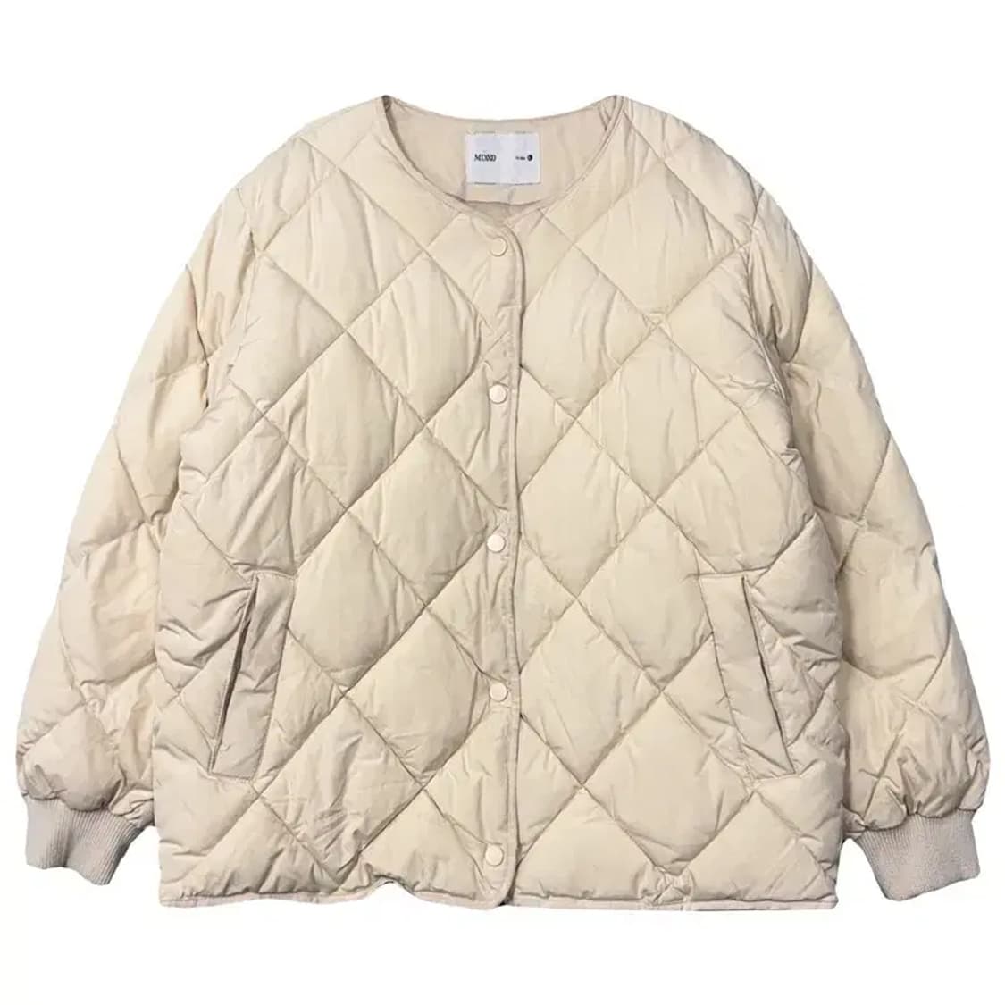 미쏘 크림 푸퍼 똑딱이 패딩 L 상품이미지1