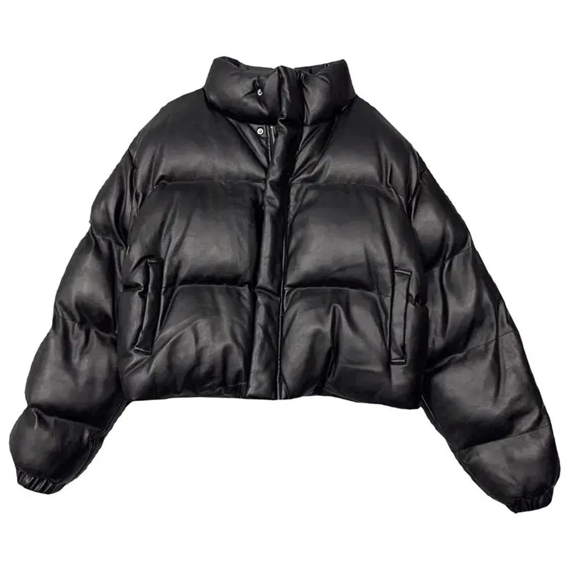 블랙업 블랙 레자 크롭 푸퍼 패딩 F 상품이미지1